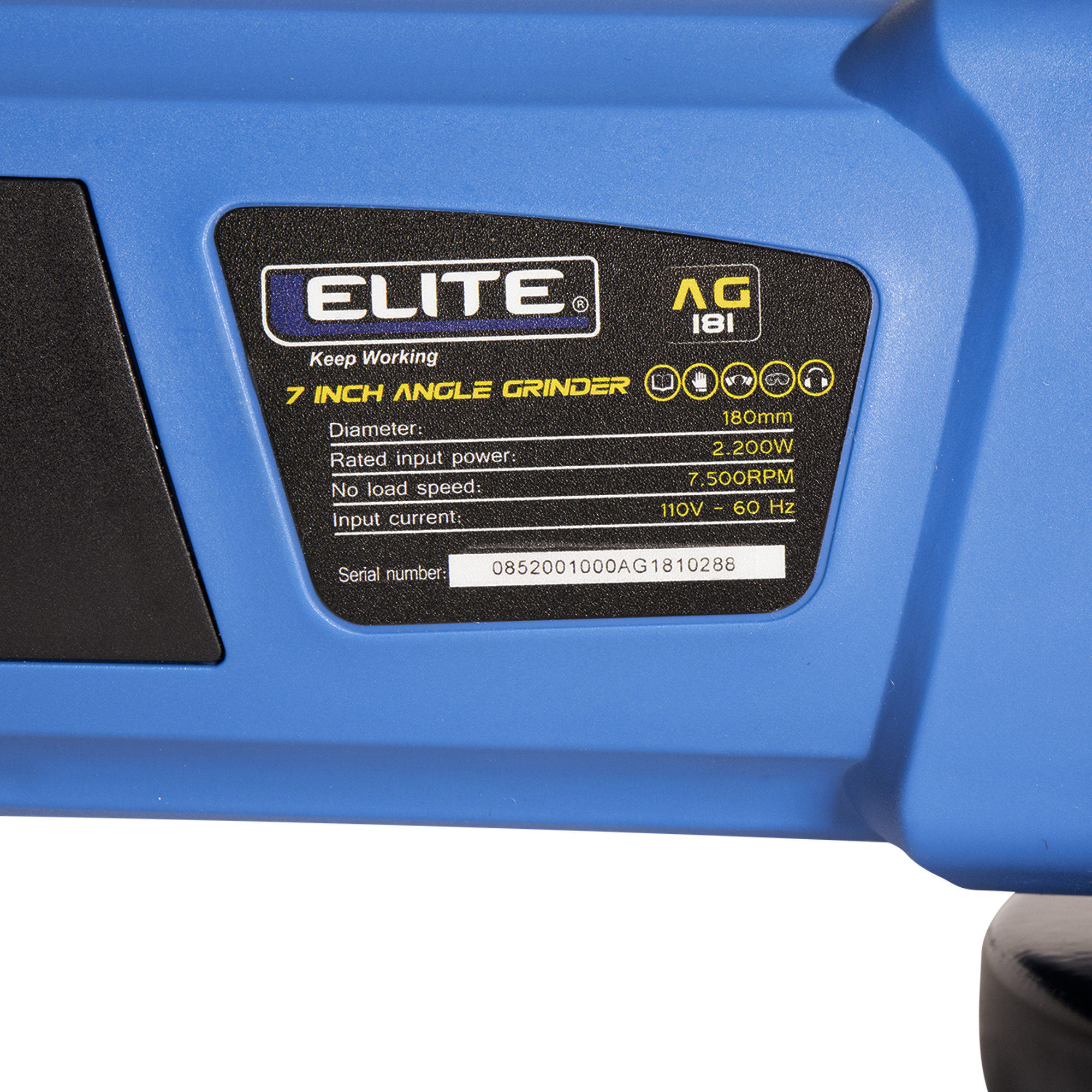 Esmeriladora angular eléctrica 7" 2.200W 7.500RPM ELITE